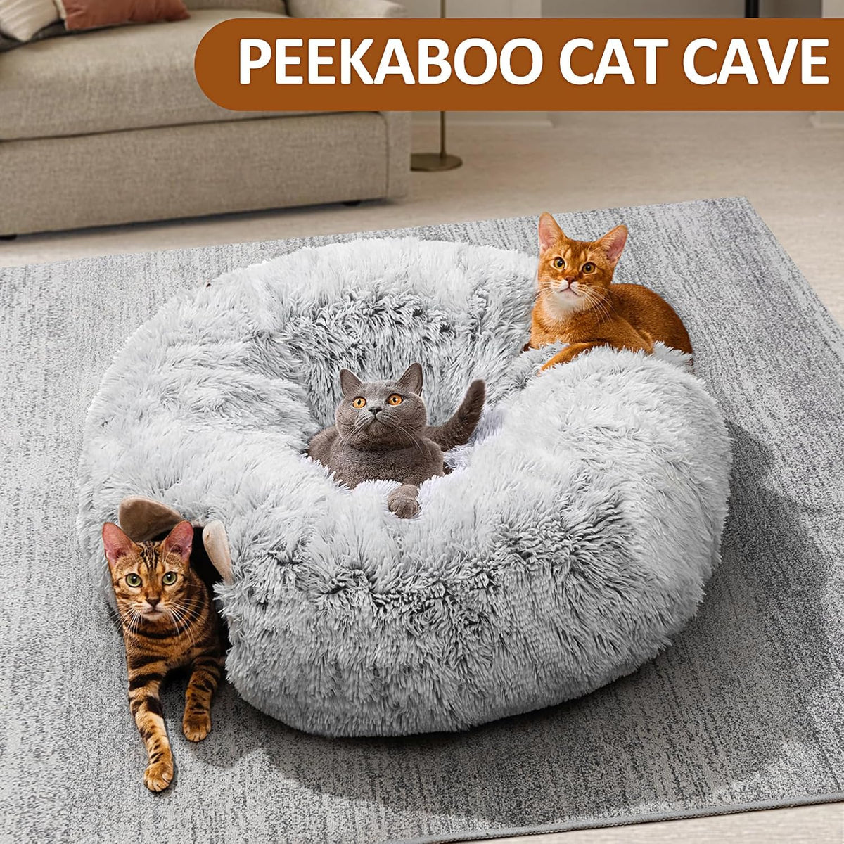 ZVBEK durable circular cat toy tunnel and warm sleeping mat