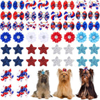 Piklodo 52 pieces patriotic dog hair bows set front view