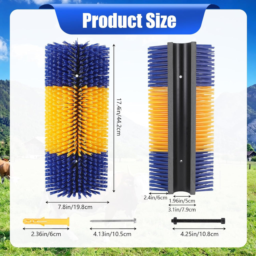 Heavy duty goat scratching post brush pack with mounting hardware kit on a wooden surface