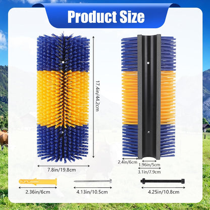 Heavy duty goat scratching post brush pack with mounting hardware kit on a wooden surface
