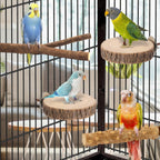 7-Piece Bird Perches for Cage- Wooden Parrot Stand with Fork Toys, Hanging Multi-Branch Platform, Hammock Swing, Gym Playstand & Chewing Toys - for Parakeets, Budgies, Lovebirds - Durable - Image 3