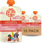 Pumpkin Tree Organics Super Oats and Seeds banana strawberry pouch front view