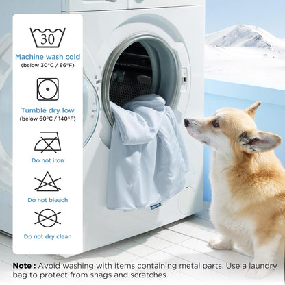 Bedsure arctic blue small dog cooling blanket showcasing its thin reversible design