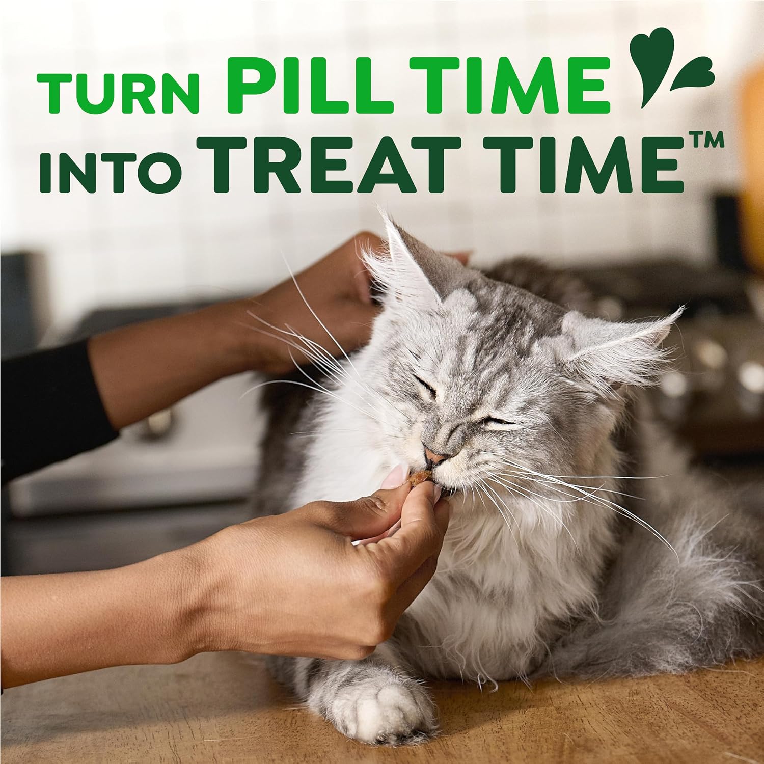 Greenies Feline Pill Pockets chicken flavor pouch on a clean background