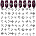 Zoklu 3D silver cross nail charms front view showcasing vintage gothic design