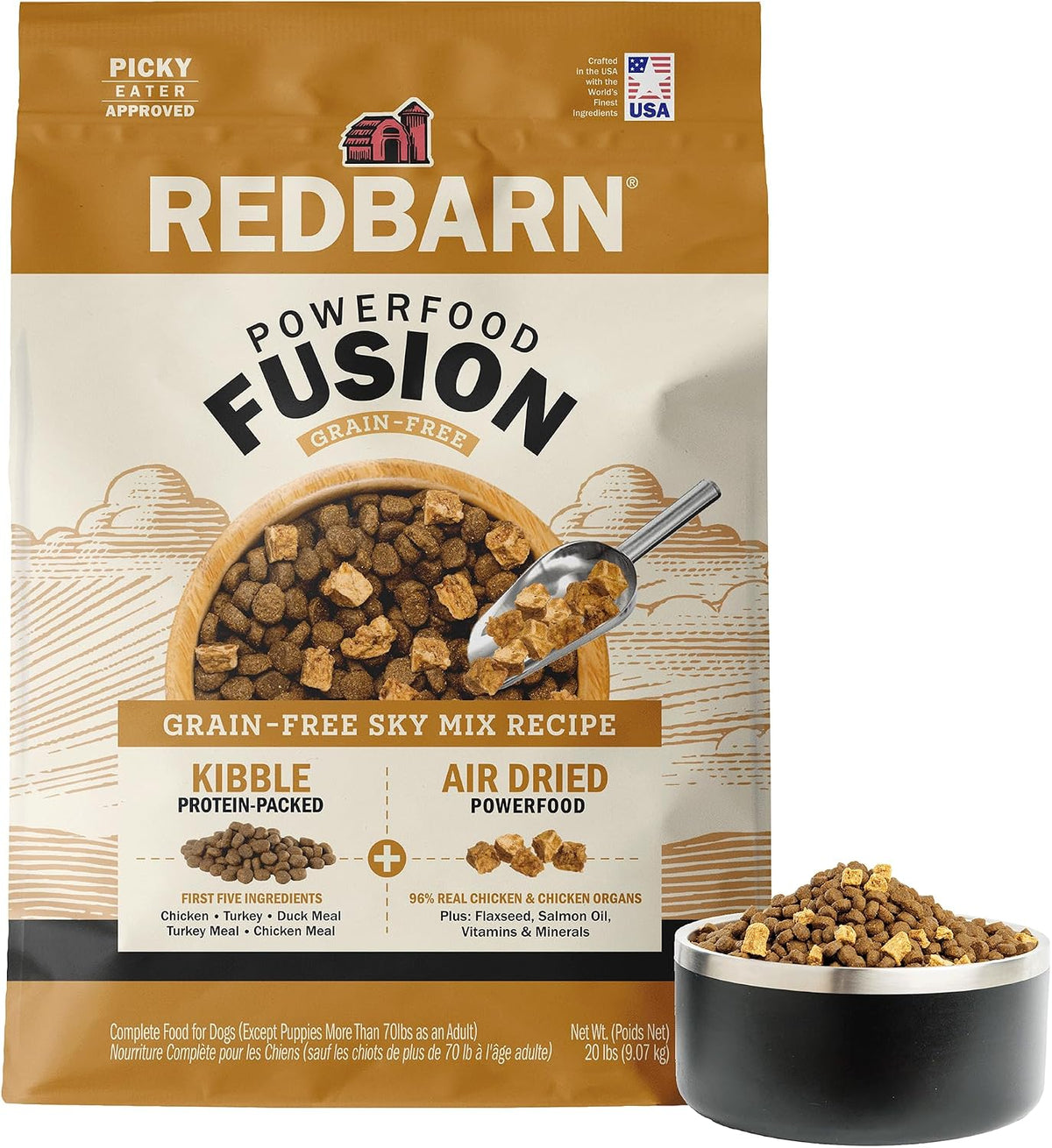 Redbarn Powerfood Fusion Air Dried Kibble Blend - Grain Free Land Beef Lamb Recipe - Made in USA Adult Dry Dog Food with Superfoods, Prebiotics, Postbiotics - 3.5lb Bag - Image 11