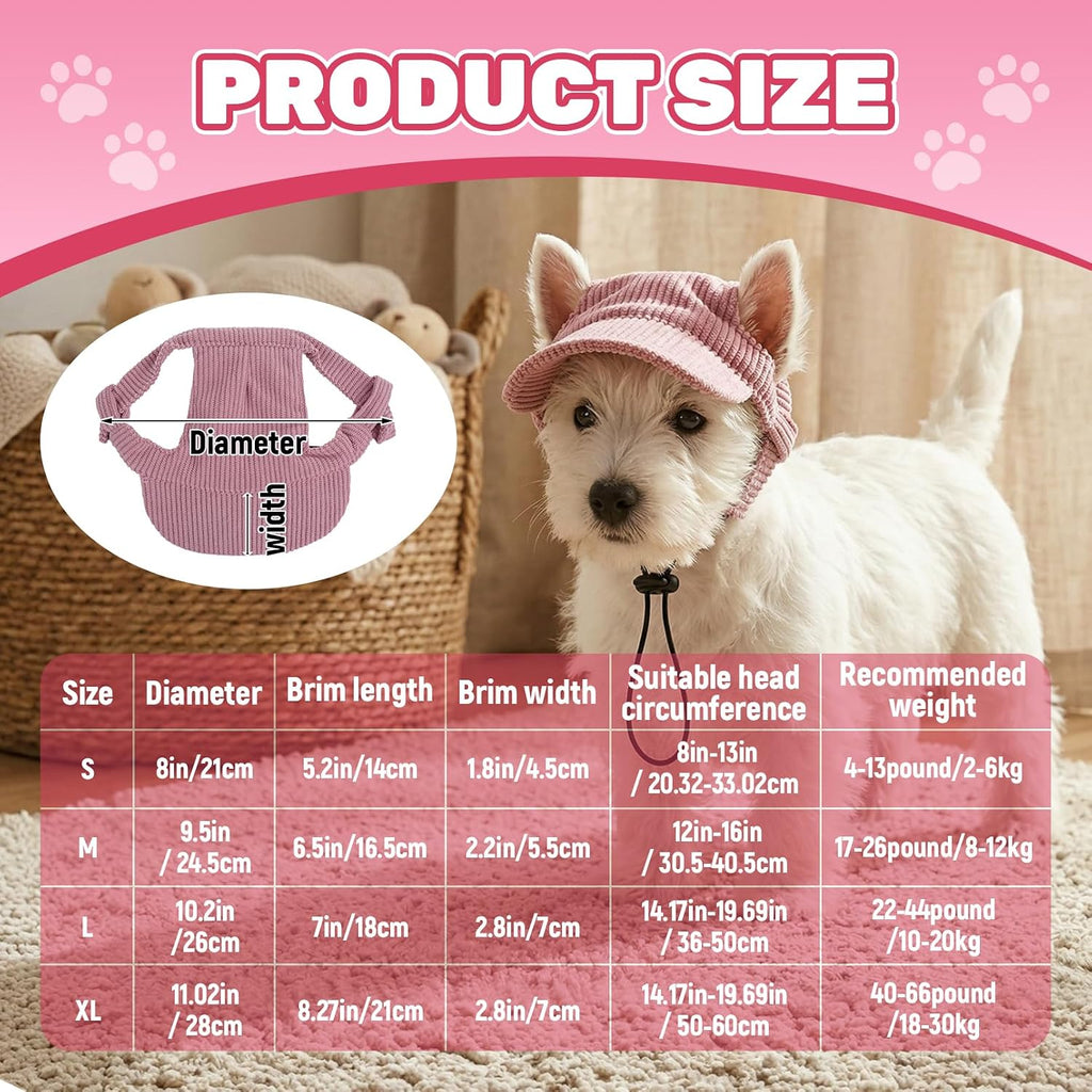Pink Rbenxia dog visor with ear holes and chin strap