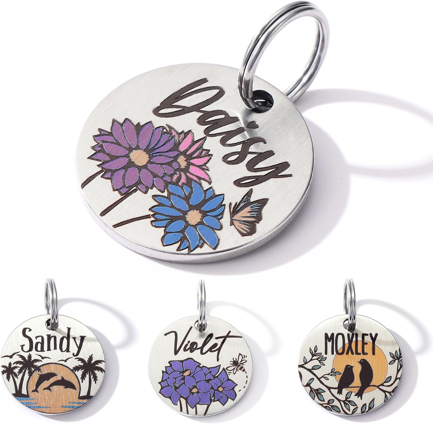 Colorful Dog Tags Personalized, Engraved Dog Tags with Colored Printing for Pets, Customizable Cat Collar Holder Tag (Cactus) - Image 12