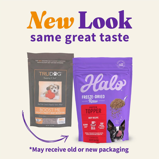 Halo freeze dried raw beef meat topper crumbles close up texture