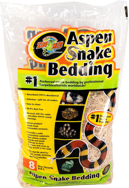 Zoo Med Aspen Snake Bedding 8 Quarts front view of retail packaging