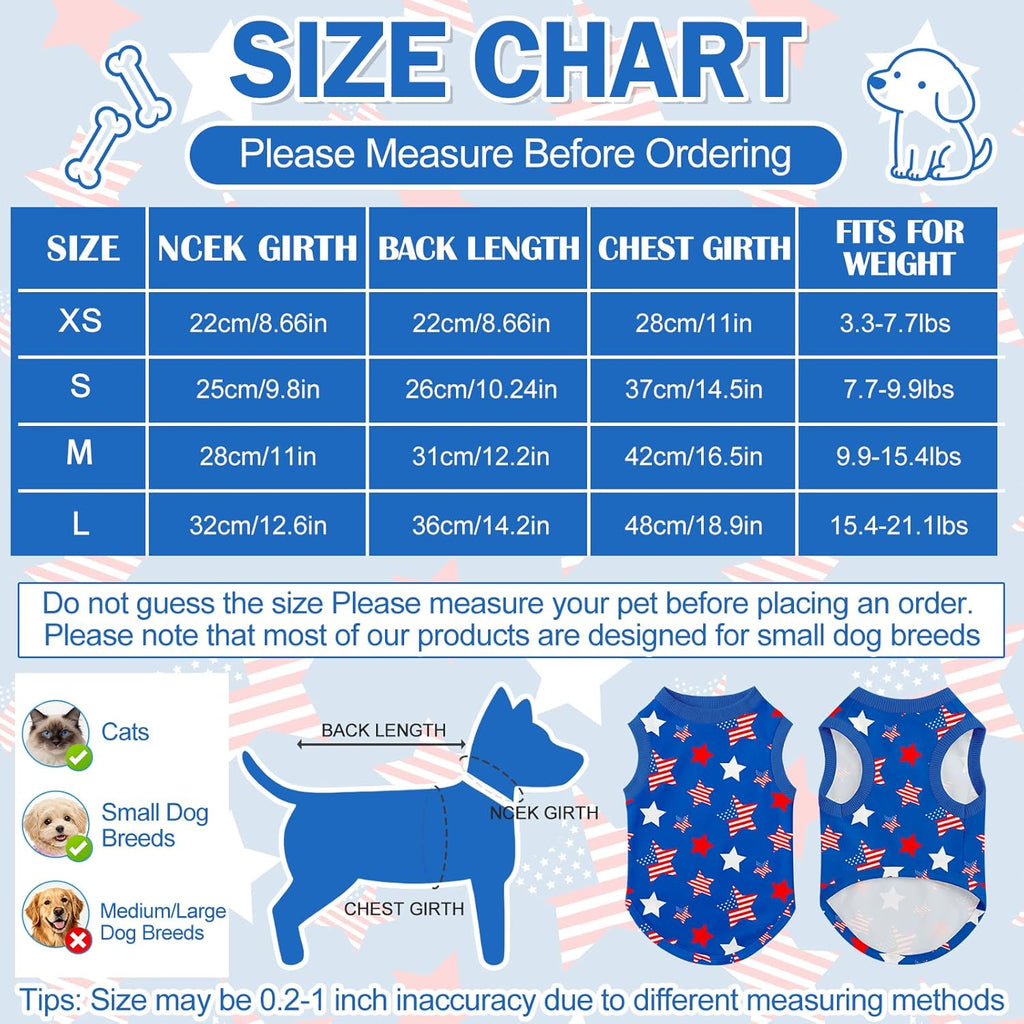 Cute puppy wearing patriotic American flag sleeveless summer shirt