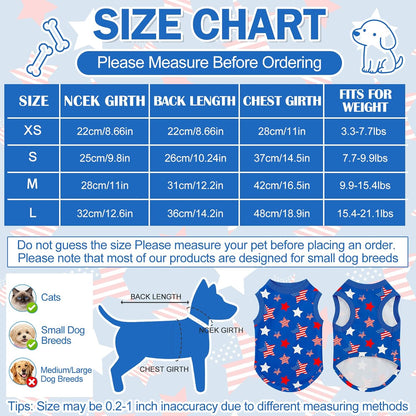 Cute puppy wearing patriotic American flag sleeveless summer shirt