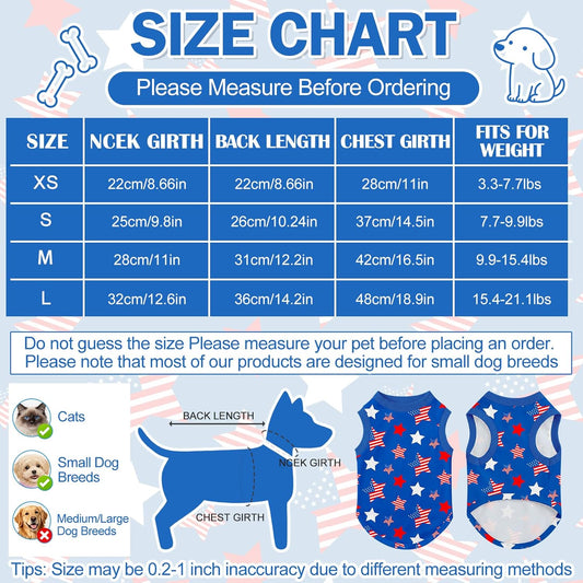 Cute puppy wearing patriotic American flag sleeveless summer shirt