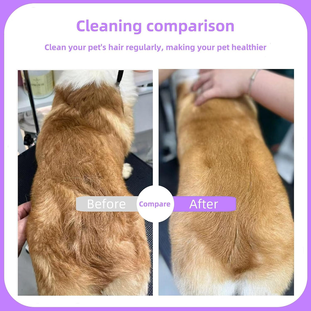 Nadusep grooming tool removing loose hair from dog coat
