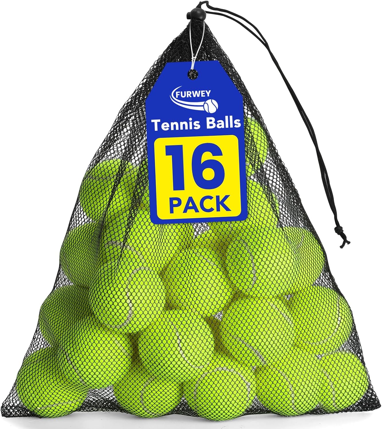 FURWEY Tennis Balls for Dogs 16 Pack,2.5 inches,Durable and Non-Toxic Dog Toys Balls with Mesh Bag,Colorful Fetch Toys Balls for pet Dog (Non Squeaky) - Image 10
