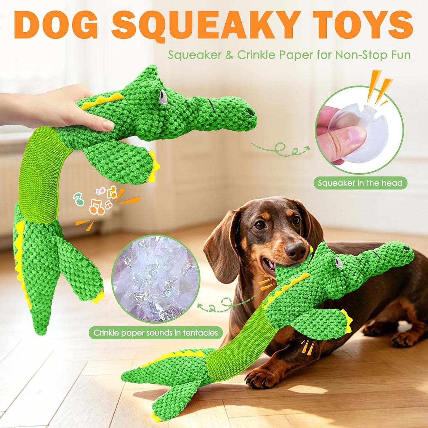 Close up view of the durable textured fabric on the WOWBALA interactive dog tug toy.