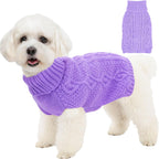 Knitted Dog Sweaters for Small Dogs Warm Small Dog Clothes Winter Sleeveless Puppy Sweater Turtleneck Dachshund Clothes with Twisted Design Doggy Pullover Knitwear Pet Cat Outfit (Beige, Medium) - Image 10