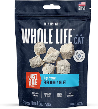 Whole Life Cat Just One Turkey Freeze Dried Cat Treats - Human Grade High Protein Food, Healthy Training Snacks, Freeze Dried Turkey Food Toppers, USA Made Natural Treats - 1.2 oz (Pack of 1) - Image 10