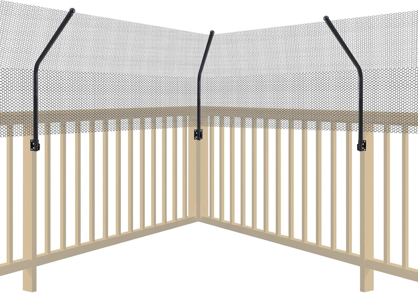 Outdoor garden perimeter secured with cat fence extension