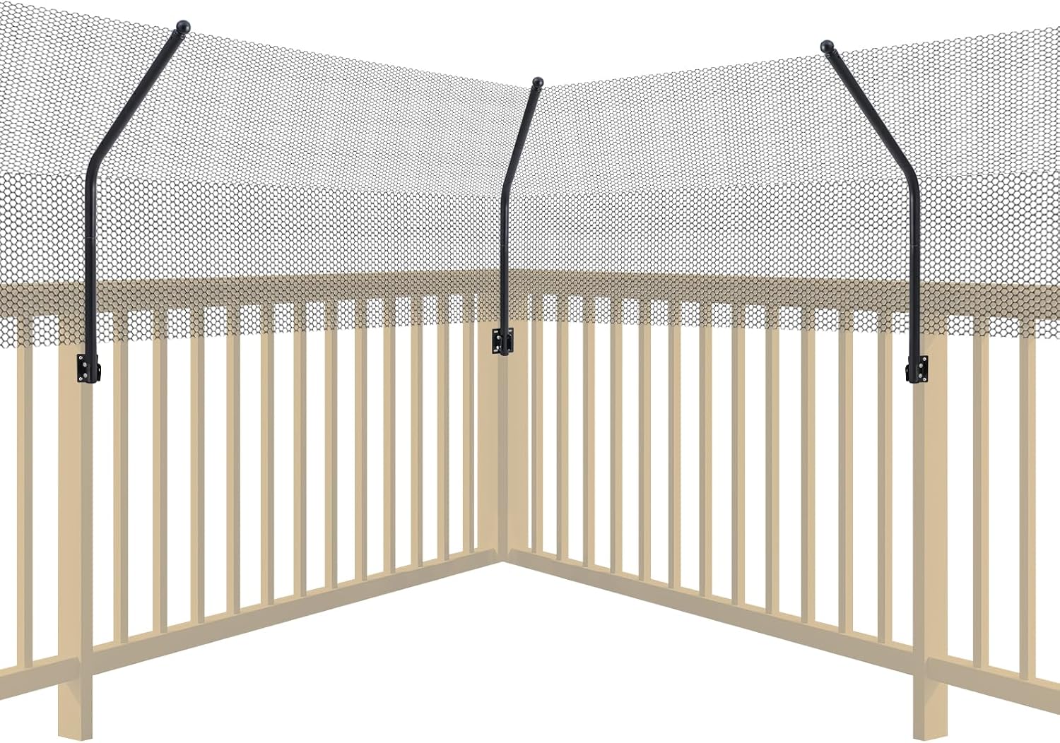 Outdoor garden perimeter secured with cat fence extension