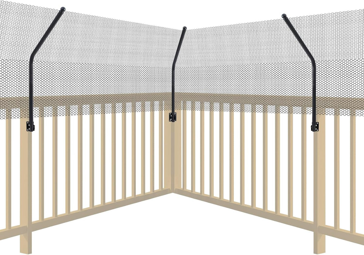 Outdoor garden perimeter secured with cat fence extension