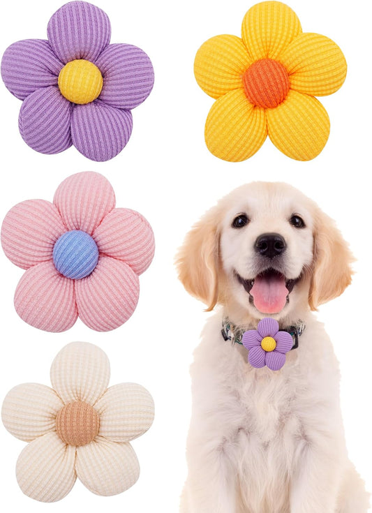 PET SHOW dog collar flower charms four pack front view grooming accessories