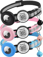 Reflective AirTag Cat Collar, Integrated Cat Collar with Air Tag Holder and Bell, Breakaway with QR Code Name Tag,Safety Elastic Band Cat Collars for Girl Boy Cats, Kittens and Puppies (Blue) - Image 15