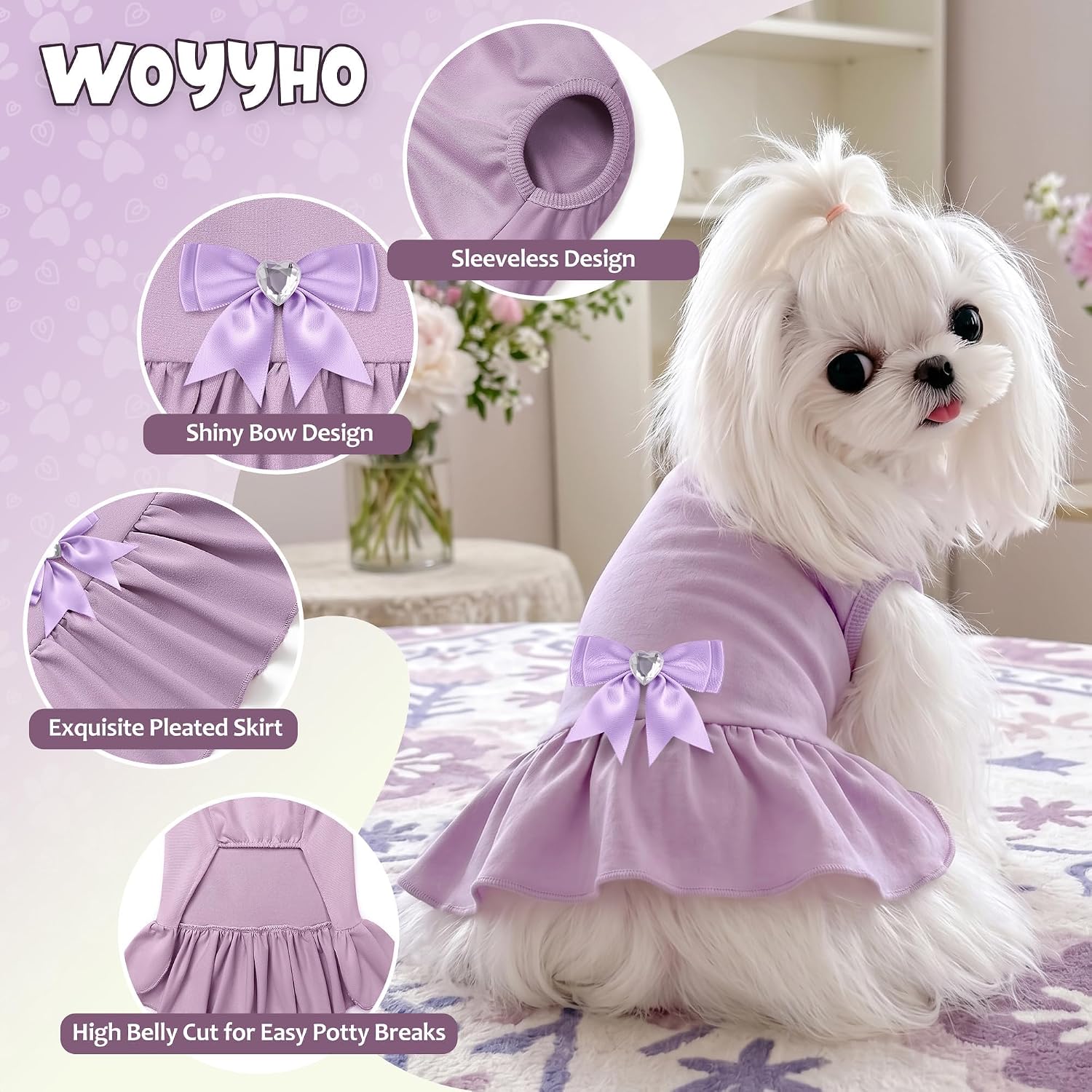 WOYYHO puppy clothes girl dog summer apparel with bowknot