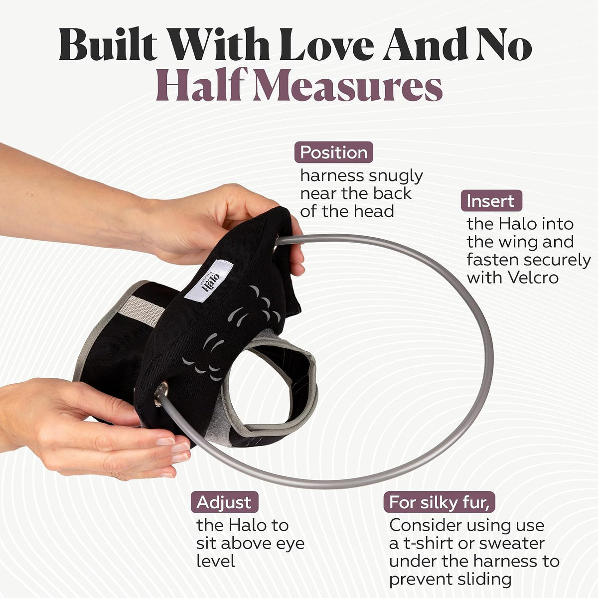 Adjustable straps on Muffin's Halo vest harness