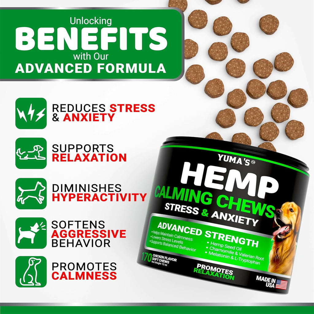 Yuma's dog anxiety relief chews label details