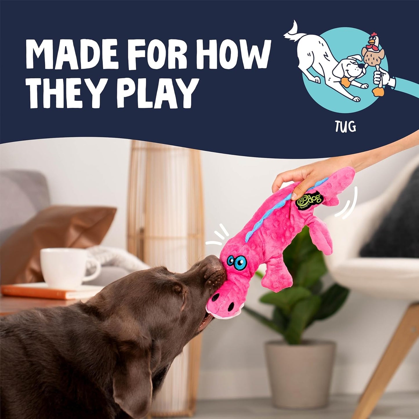 Close up of the durable mesh lining material on goDog pet toys