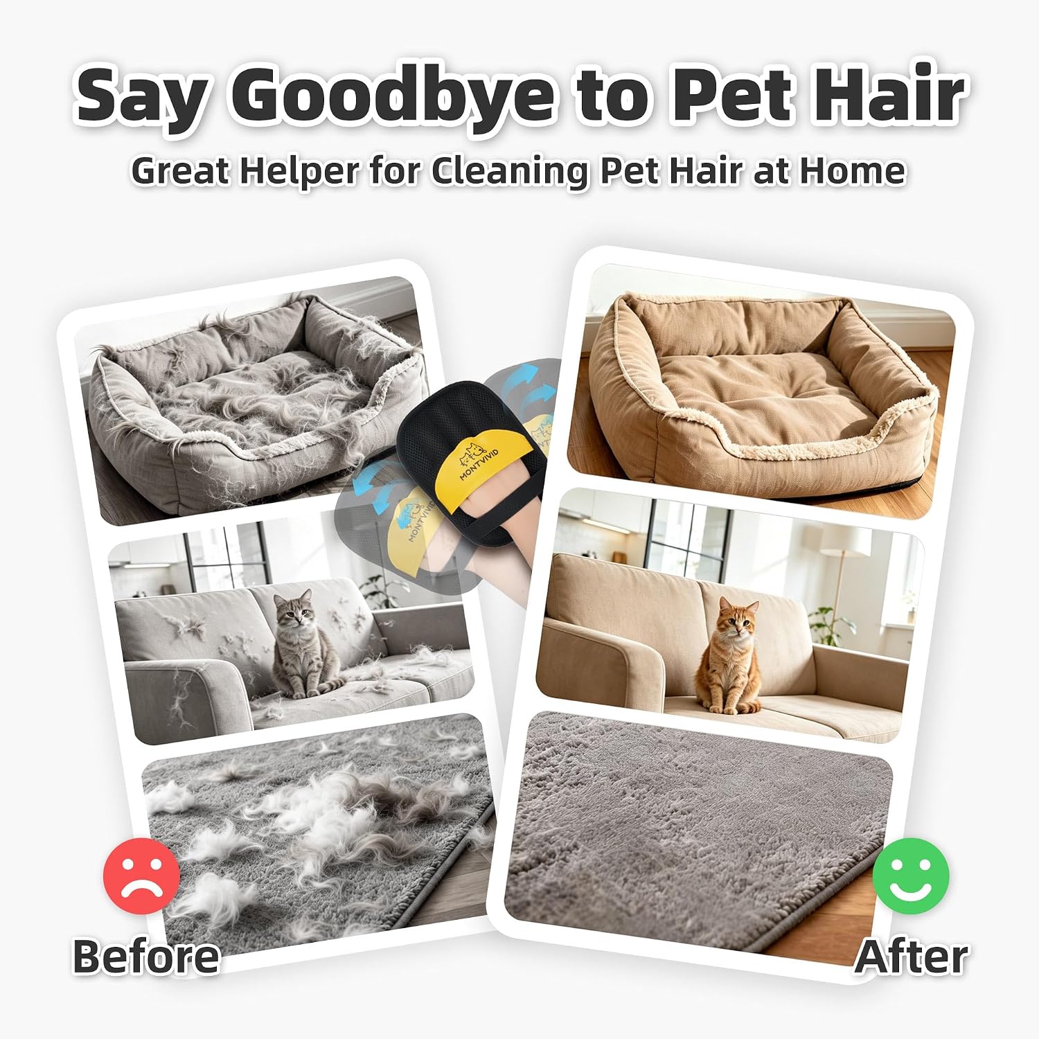 Montvivid static pet hair remover glove picking up lint from clothes