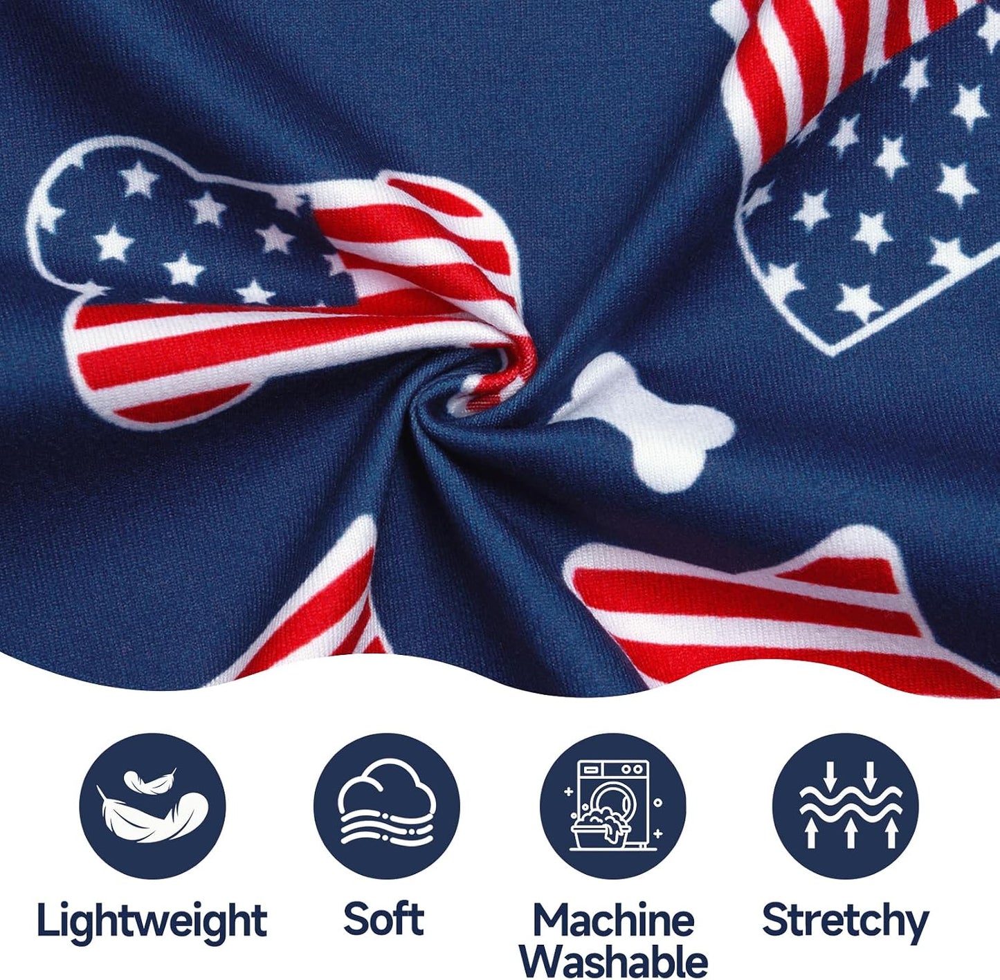 Breathable fourth of july dog pajamas fabric texture showcase