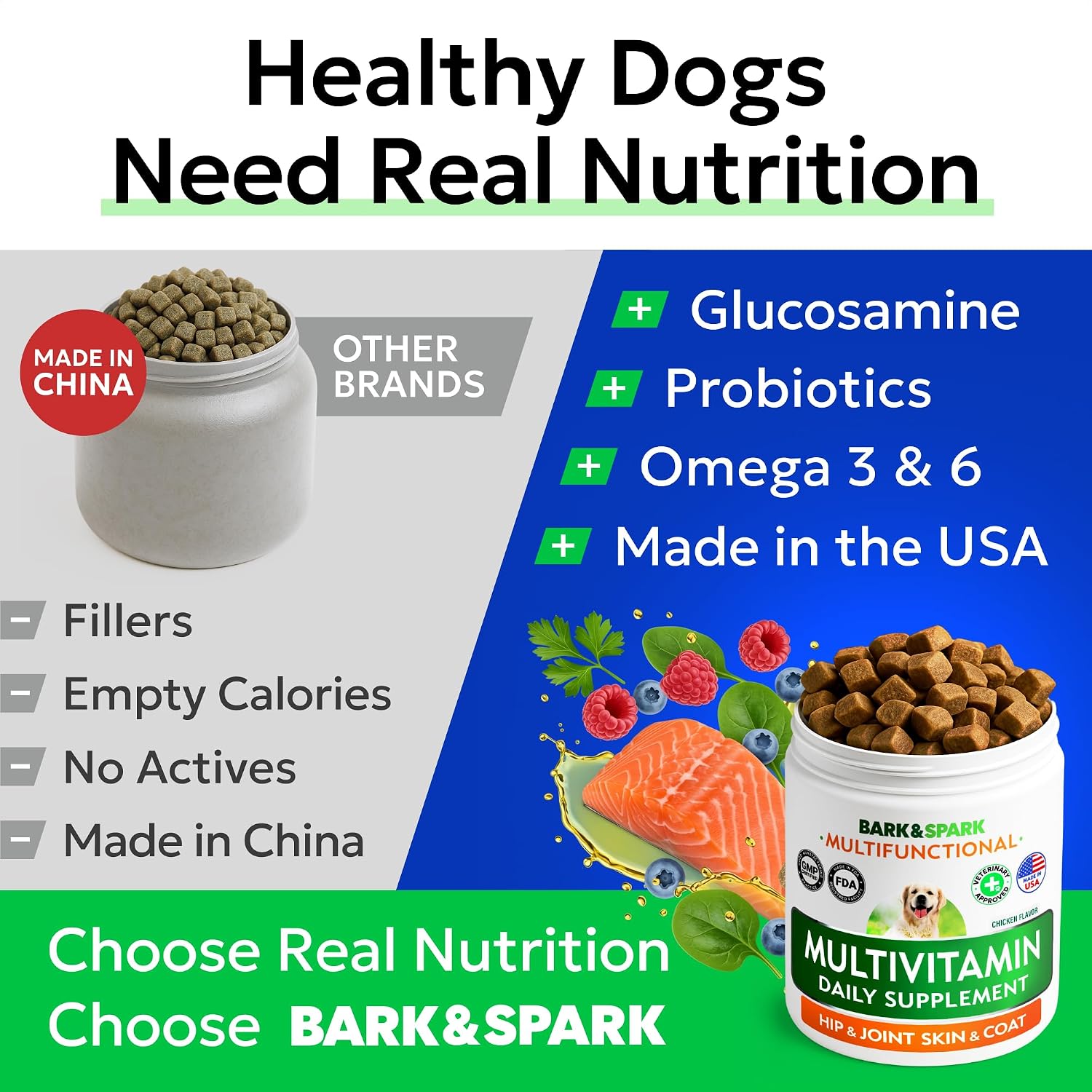BARK&SPARK USA premium dog health chews label showing ingredients