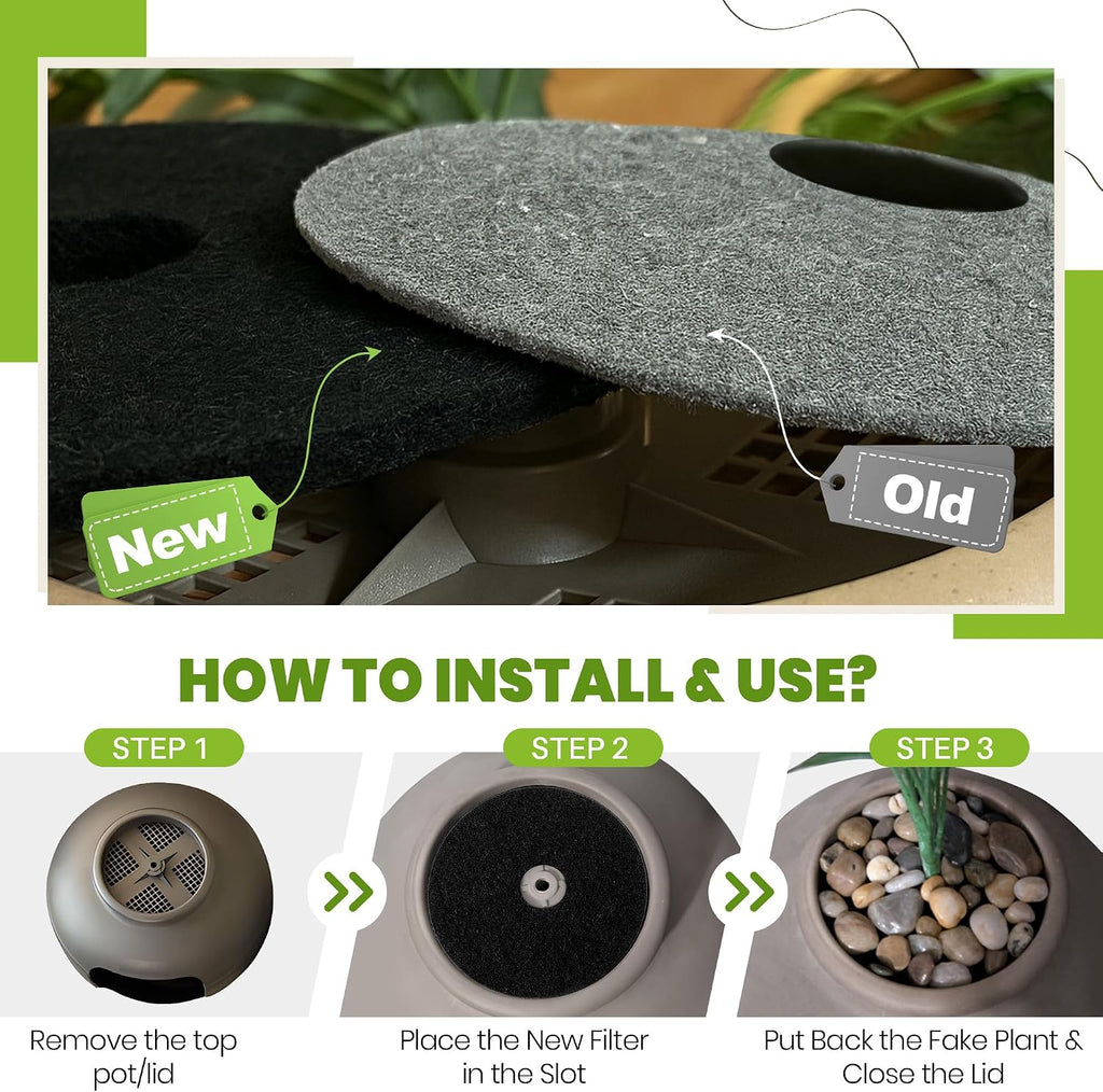 Pre cut round replacement carbon filter with center hole for artificial plants setup