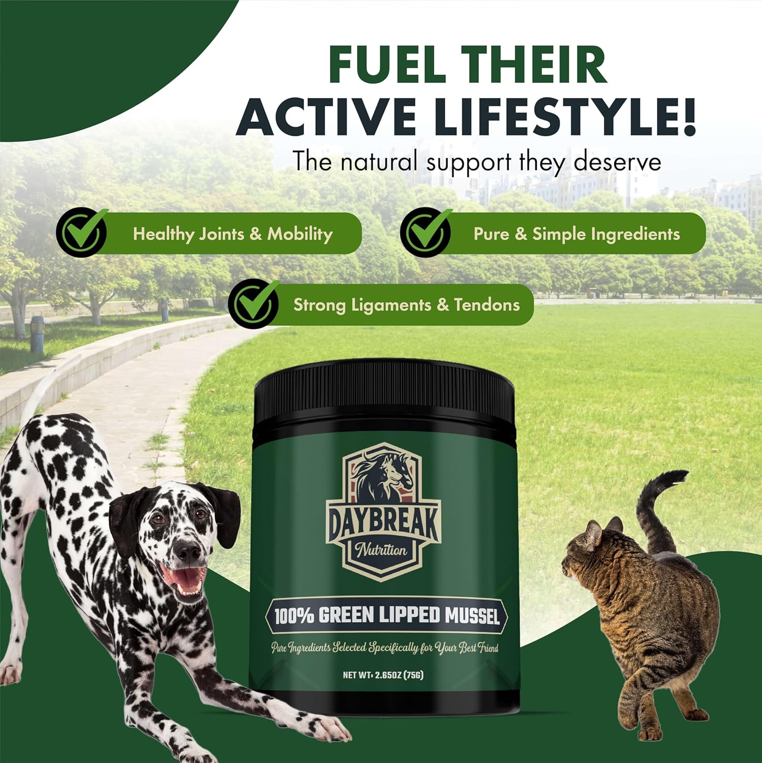 Daybreak Nutrition imported pet joint care supplement powder packaging details