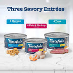 Close up of Blue Buffalo Tastefuls wet cat food brand label and design