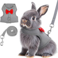 Barn Eleven Rabbit Harness and Leash Set front view showcasing the breathable grey mesh vest and red bow detail.