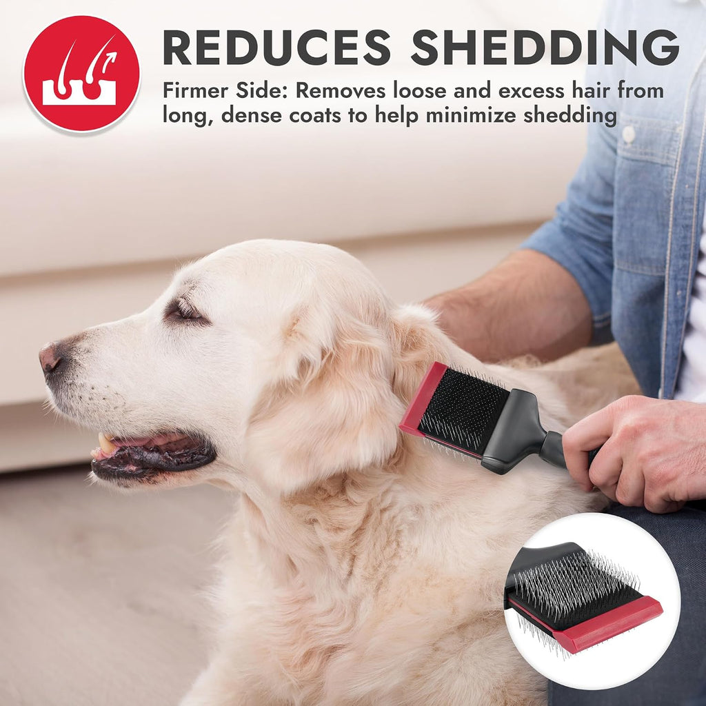 Ergonomic padded rubber handle of KONG pet brush