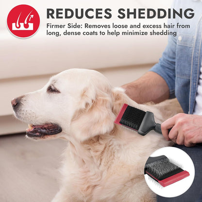 Ergonomic padded rubber handle of KONG pet brush