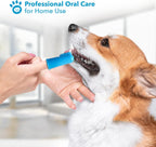 Pet owner using Boshel finger toothbrush on dog