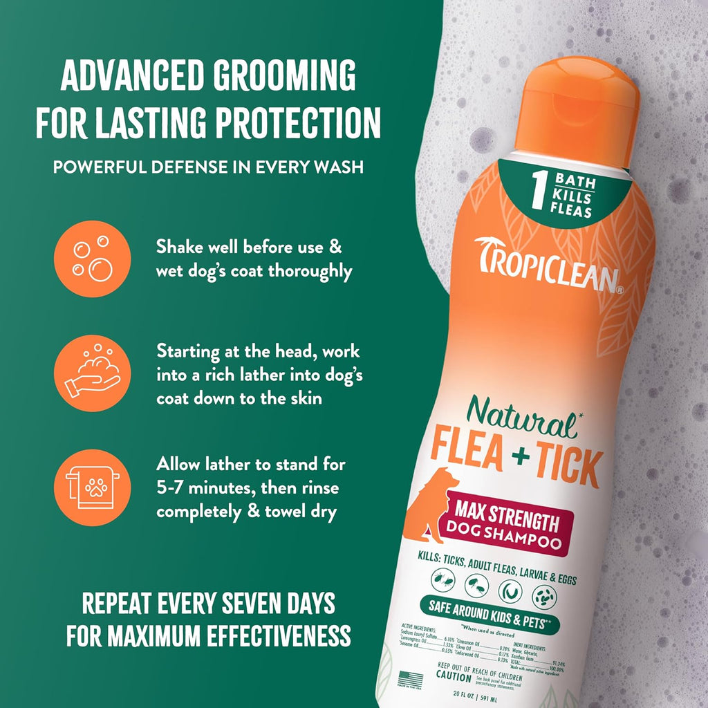 Authentic TropiClean flea and tick treatment bundle imported from USA