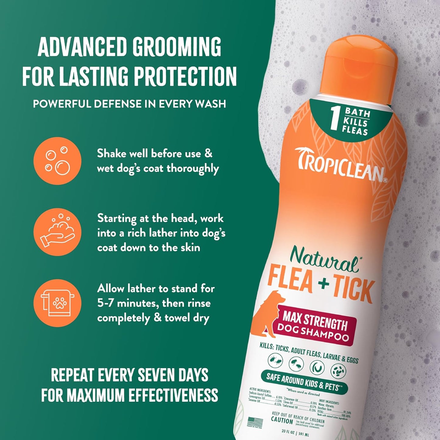Authentic TropiClean flea and tick treatment bundle imported from USA