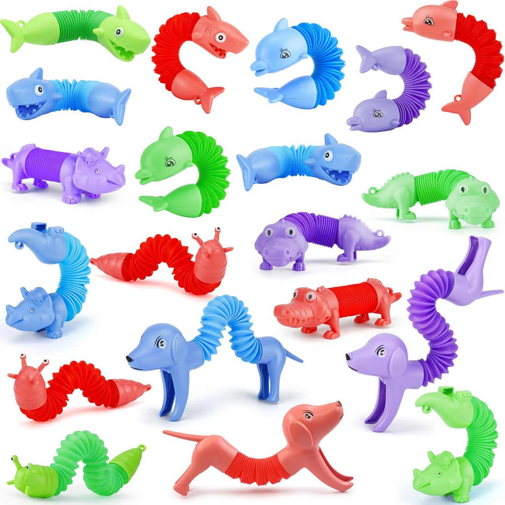 UrChoice animal pop tubes twenty piece set front view showing colorful cartoon creatures