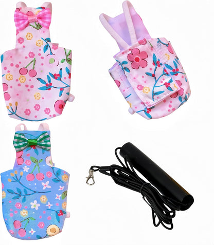 2 Pcs Bird Diapers Bird Harness Flight Suits Diapers with 80in Flying Leash Reusable Parrot Nappy with Waterproof Inner Layer for Cockatiel Budgie Conure Parakeet Lovebird-Red&Purple Sakura - Image 12