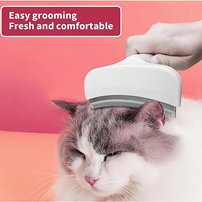 Side view of Treayes V-grip deshedding comb demonstrating the palm contour fit.