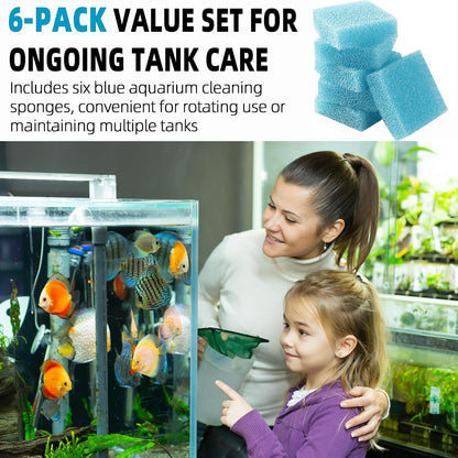 Durable blue non scratch cleaning sponge for aquarium glass