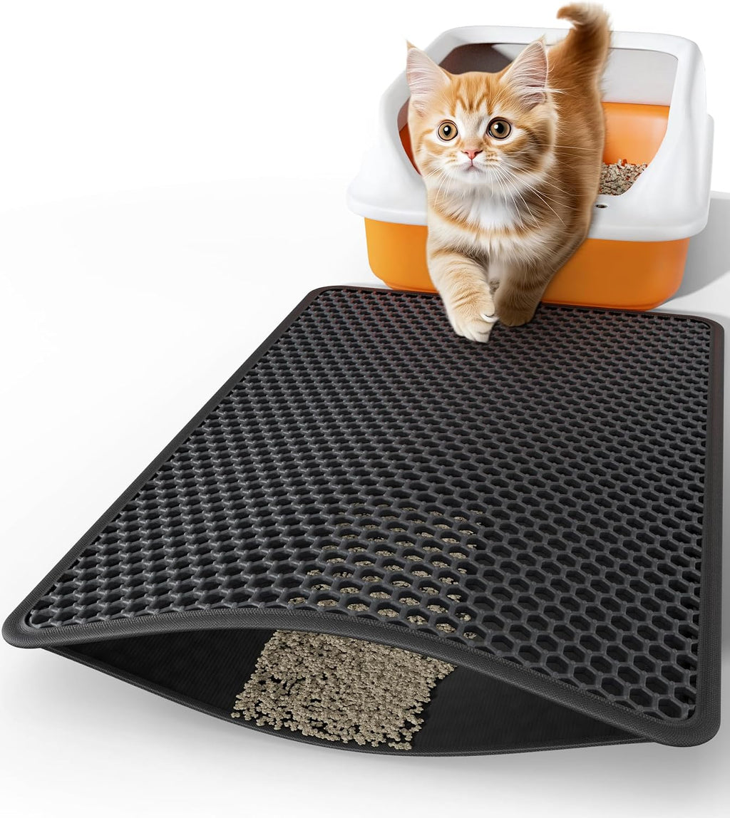 Powools Cat Litter Mat - 23.2" x 14.6" Small Litter Box Mat with Double Layers, Urine-Proof and Non-Slip Litter Trapping Mat, Easy to Clean Kitty Litter Mats for Floor, Scatter Control, Grey - Image 13