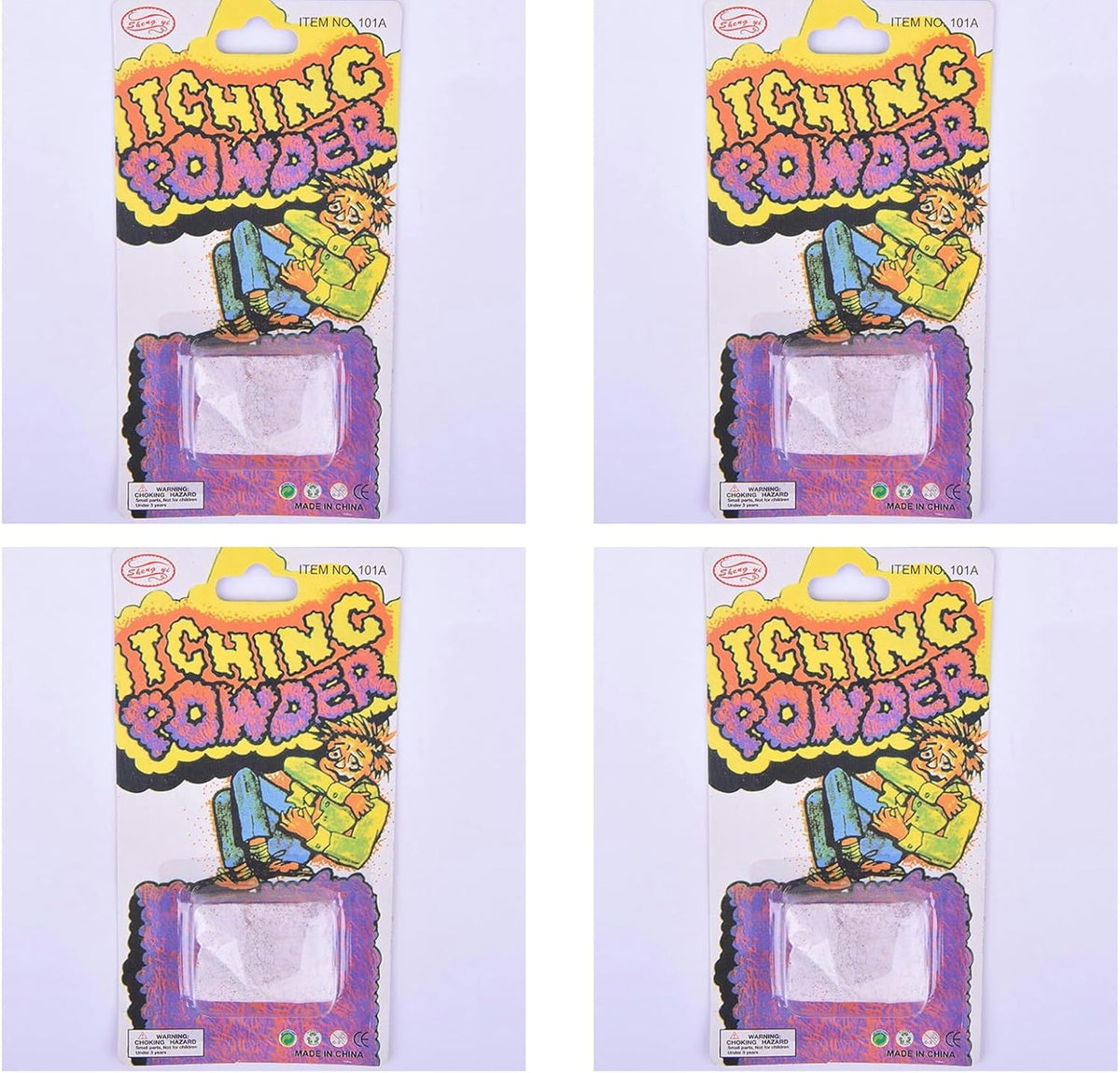 Rosojodg Funny Itching Powder 4 piece set front view for pranks