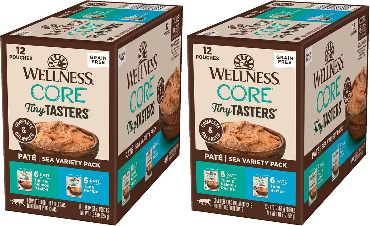 Wellness CORE Tiny Tasters Pate Variety Pack Adult Wet Cat Food, Natural, Protein Rich, Grain Free, Land Recipes, 1.75 oz, Pack of 12 Pouches - Image 10